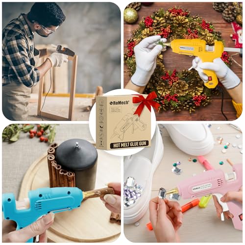 Image of ROMECH Full Size Hot Glue Gun with 60 /100W Dual Power and 21 Hot Glue Sticks (7 /16 inch), Fast Preheating Heavy Duty Industrial Gluegun with Storage Case for Crafting, DIY and Repairs (Black)