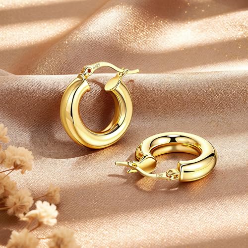 Image of Chunky Hoop Earrings for Women Small Huggie Hoops Earrings Fashion Jewelry