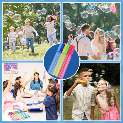 JOYIN 14.6'/37cm Seifenblasen Stäbe für Kinder, 6 PCS 4oz/118ml Seifenblasenstab mit Seifenblasen Nachfülllösung für Sommer-Spielzeug-Party Gunst, Hochzeit, Outdoor-Aktivität, Geburtstag Geschenk
