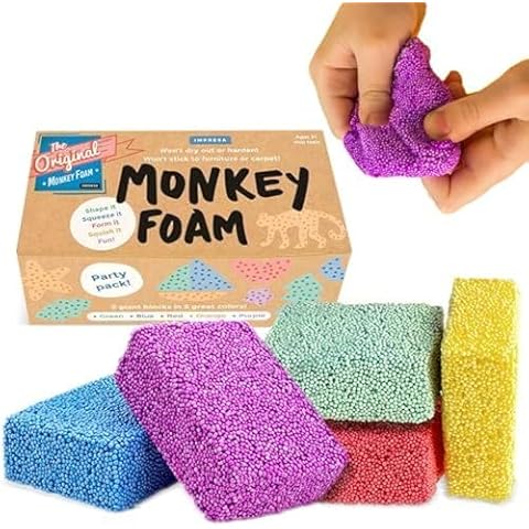 IMPRESA Monkey Foam from The Original Monkey Noodle 5 Giant Blocks, Squishy Sensory Toys for Kids with Unique Needs Fosters Creativity, Fun Play Foam, Great for Classrooms, Home, & Playtime Ages 3+ Cover