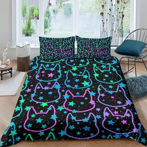 Housse de couette fille imprimé chat pour décorer une chambre d'ado cocooning - 2