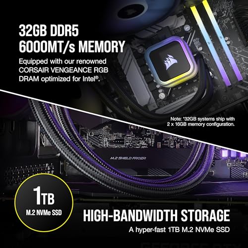 Image of Corsair Vengeance i7500 Series Gaming PC - Liquid Cooled Intel Core i7 14700KF CPU - NVIDIA GeForce RTX 4080 GPU - 32GB Vengeance RGB DDR5 Memory - 2TB M.2 SSD - Black