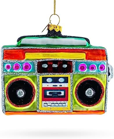Vintage-Inspired Cassette Player Boombox Blown Glass Christmas Ornament - Image 5