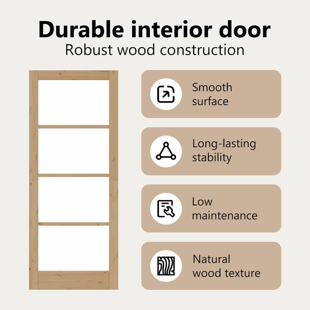 Porte intérieure avec verre ORKDAL 86x211x4 cm en bois massif de pin