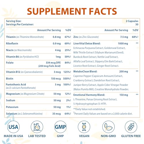 31-in-ONE Detox and Liver Cleanser, Fast Detox, Full Body Detox, Toxins Cleaner for Liver, Kidney, Natural Herbal Formula, Support Immune & Mood, Made in USA, 60 Capsules - Image 3