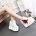 Women Fashion Platform Sneakers Wide Width High Hidden Heel Wedge Walking Shoes Flower (6.5, White)