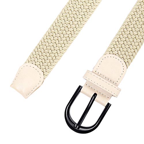 Image of Mile High Life | Braided Stretch Elastic Belts | Pin Oval Solid Black Belt Buckle | PU Loop End Tip Men /Women /Junior Belt