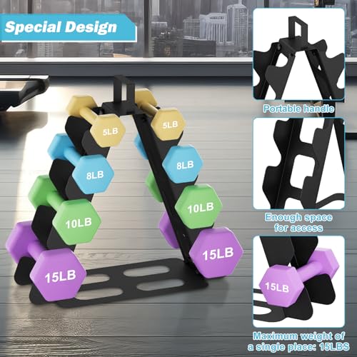 Dumbbell Rack Stand Weight Storage Organiser for Dumbbells Accessories Gym Dumbbells Perfect for Home Gym for Children/Women Black - Image 4
