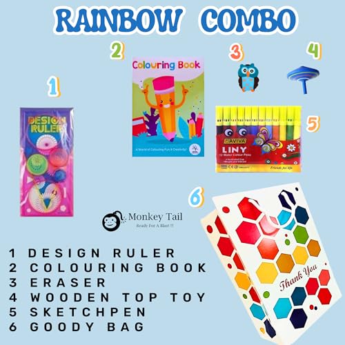 MONKEYTAIL 60 Pcs Birthday Return Gift Rainbow Combo Pack - For A Colourfull Birthday Party