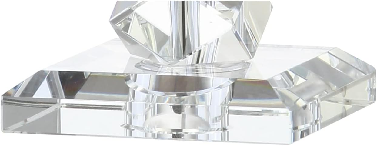 JONATHAN Y 25.5" Clear Faceted Crystal Table Lamp, Modern Glam Chrome Bedside Lamp with White Linen Drum Shade for Living Room Bedroom, UL Listed, LED Bulb Included JYL2013A