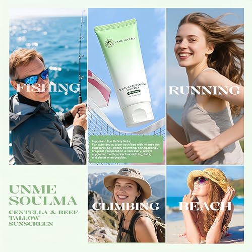 UNME SOULMA Centella Sunscreen SPF 50 | with Beef Tallow & Zinc Oxide Sun Protection, Skin Care & Moisturizing 3 in 1, Mineral Sunscreen for Face & Body, Water-Resistant, Vacation Travel Size (1.76oz / 50g)