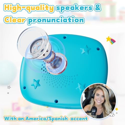 Image of HOMESTEC Toddlers Bilingual Spanish & English Talking Flash Cards, Blue | 288 Sight Words, Speech Therapy Toys, 3 4 5 6 Years Old Boys and Girls, Learning Educational Kids Gifts