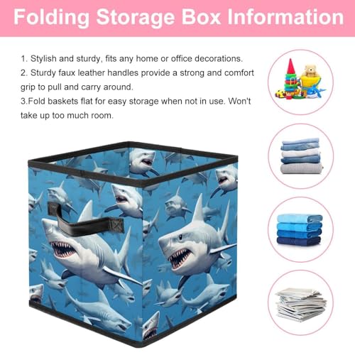 Boîte de rangement avec impression requin panier tissu étagère