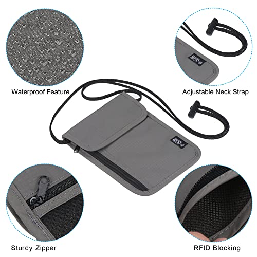 Image of PATIKIL Neck Wallet, Passport Holder Neck Pouch RFID Blocking Waterproof Neck Travel Wallet for Women & Men, Gray