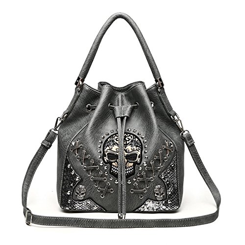 Punk Gothic Rock Metallic Skull Rivet Studded Skeleton Purse Sugar Skull Women Handbag Fashion Shoulder Bag Wallet Set2