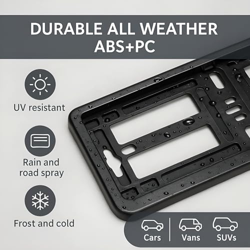 Set of 2 Black Number Plate Holders for Car, Van, SUV - Universal UK and EU Registration Plate Surrounds - Weather Resistant Durable ABS+PC with Anti-Rattle Springs - No Drill Easy Fit Front and Rear - Image 5