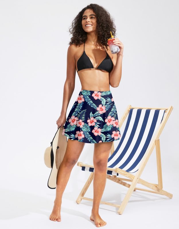 Image of Kayrth Women's High Waisted Swim Skirt with Zipper Pockets Tummy Control Bathing Suit Swimsuit Tankini Bottoms