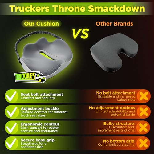 Truck Seat Cushion for Truck Driver Seat Cushion â Upgraded Back Support, Thick and Firm Memory Foam, Pain Relief for Hours of Driving, Maximum Tush Comfort and Trucker Approved - Image 5