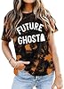 LBP Halloween Shirts for Women Future Ghost T-Shirts Halloween Ghost Graphic Tee Tops, Orange, S #2