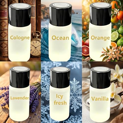 Image of Car Air Freshener Refills - Set of 6 (10 ml each), Universal Fit for Air Vent Smart Car Fresheners, Refreshing and Pleasant Scent (Cologne+Ocean+Orange+Lavender+Icy fresh+Vanilla)