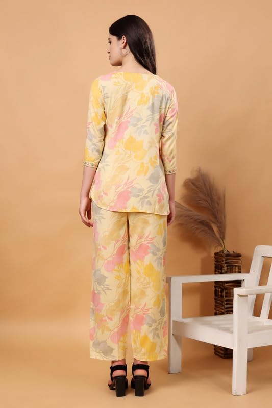Image of London Hills Women Printed Kurta with Pant Salwar Suit Set || Plazo Kurti Cotton Set