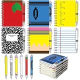 Resurhang 12 Set Teacher Notebook Gift Bulk, Back to School Stationery Spiral Notebook and Ballpoint Pens Kit First Day of School Teacher Gifts from Students for Office Staff(Style 1)