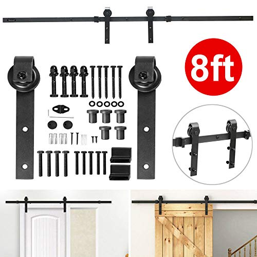 8FT Heavy Duty Sturdy Sliding Barn Door Track Hardware Antique Country Style Closet Set Rollers Suitable for Indoor Decoration in Kitchen, Bedroom, Dressing Room, Club, Pub and So On