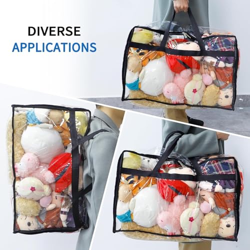 Image of Transparent Clothes Storage Bags | Plastic Saree Covers with Zipper | Ideal for Blankets, Comforters, Wardrobe Organizing (Pack of 2)