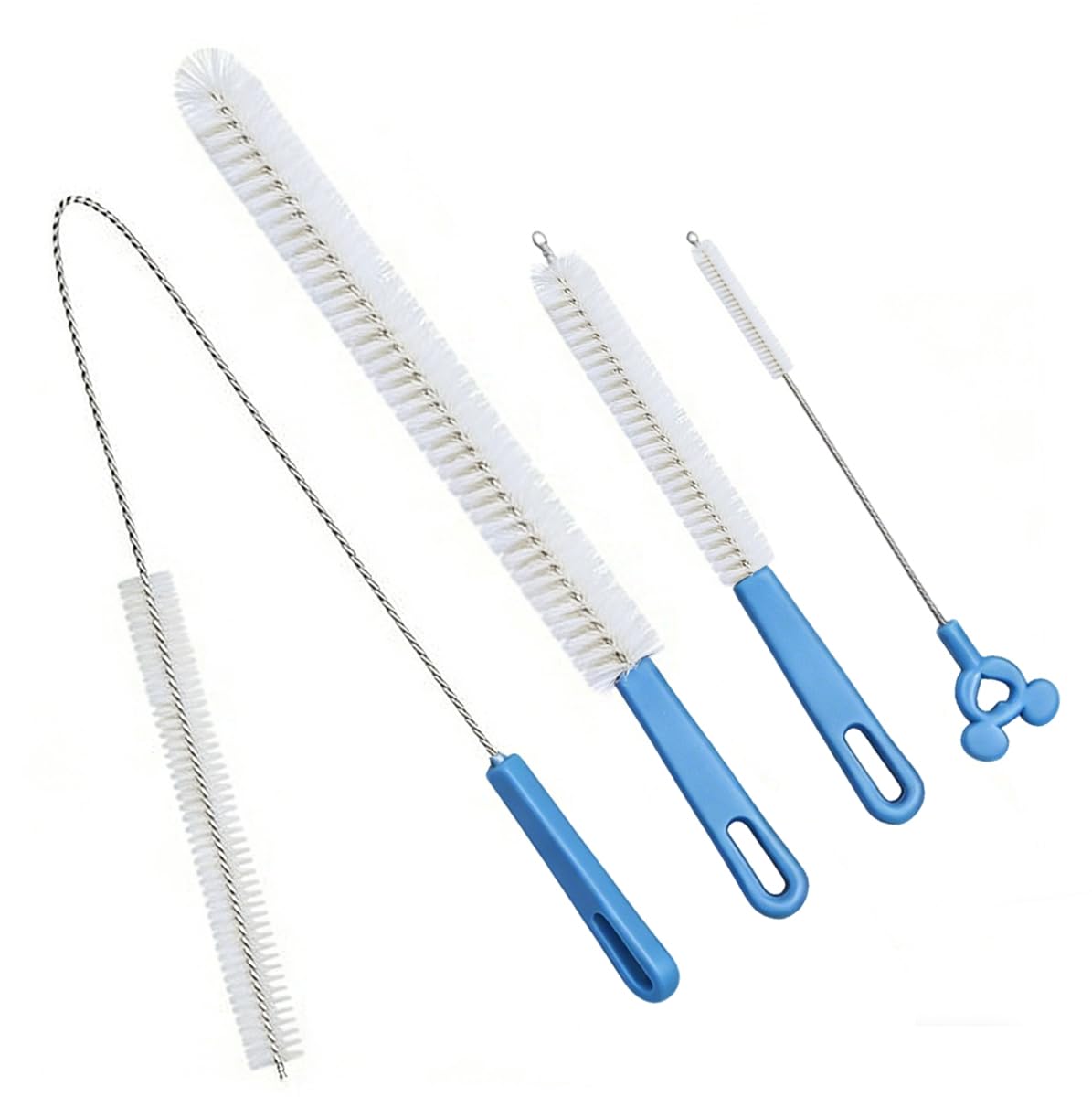 Juego de cepillos de limpieza de drenaje flexibles, limpiador de tuberías largas para fregadero de cocina, ducha, tina, obstrucciones de pelo, blanco, paquete de 4
