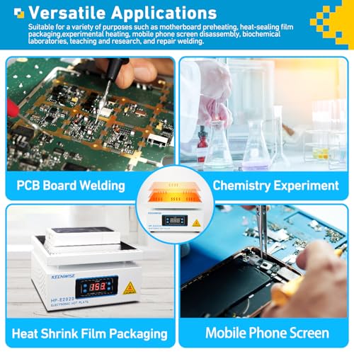 Image of 110V 1080W Soldering Hot Plate, Electric Hot Plate, LED Microcomputer Electric Preheat Soldering Station Welder Hot Plate Rework Heater Lab 200X200mm (7.87 * 7.87in) Plate