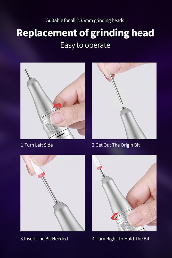 Profesional inalámbrico recargable eléctrico taladro de uñas portátil Nail Art Drill Machine 30000 RPM (blanco)