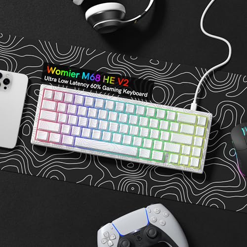 Image of Womier M68 HE V2 60% Percent Keyboard Rapid Trigger, Hall Effect Topographic Gaming Keyboard, Wired RGB Custom Mechanical Keyboard with Magnetic Switch, PBT Keycaps for Mac /Win (White)