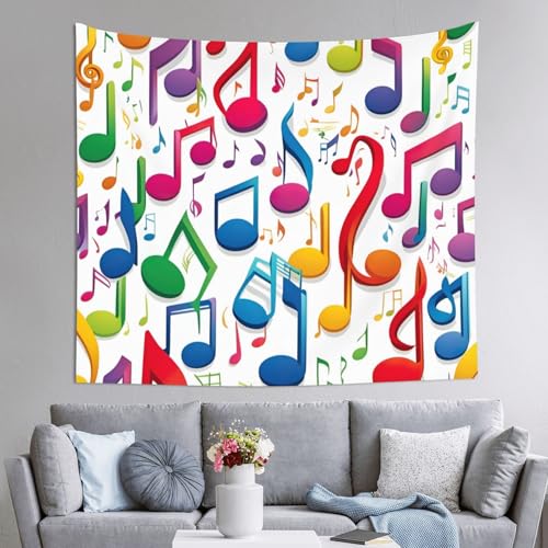 Tapiz de notas musicales DUWAA para decorar salones y estudios con arte colorido