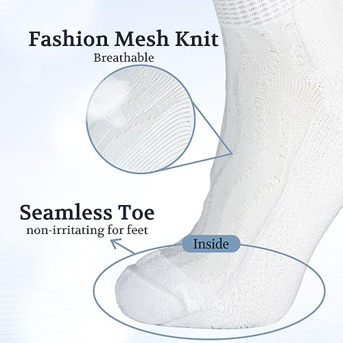 +MD Diabetic Socks for Men Women 6 Pairs,Non-Binding Top Extra Wide Ankle/Crew Socks, for Edema Circulator 9-11 10-13 13-153