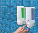 Aviva Abschließbarer Doppelkammer-Seifenspender – sichere und einfache Klebebefestigung – keine Schrauben erforderlich.