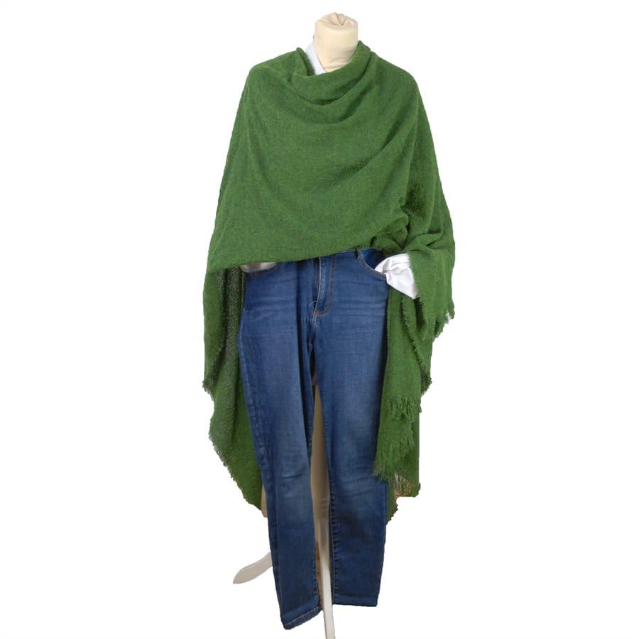 Biddy Murphy Irish Warm & Soft Lambswool Pashmina Shawl & Wrap for Women, Solid Kelly Green4