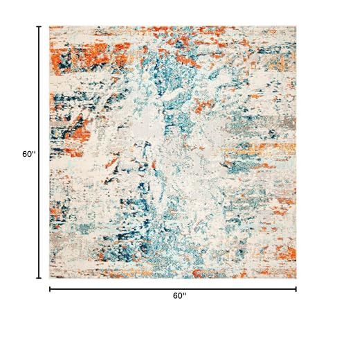 Tapete cuadrado 5' x 5' Cream/Orange SAFAVIEH miniatura 2