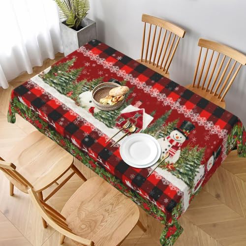 juniissl Christmas Snowman Rectangle Tablecloth Washable 60x90 Inch Table Cover Decorative Table Cloth for Party Picnic Kitchen