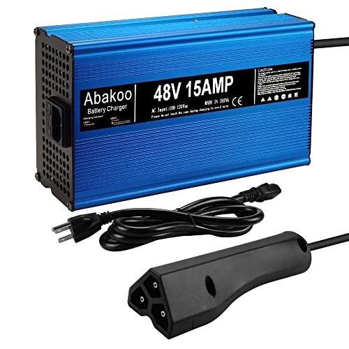Abakoo 48V 15A Golf Cart Battery Charger Power Supply for Ez-Go EZgo TXT, with RXV Plug 3 Prong Connector