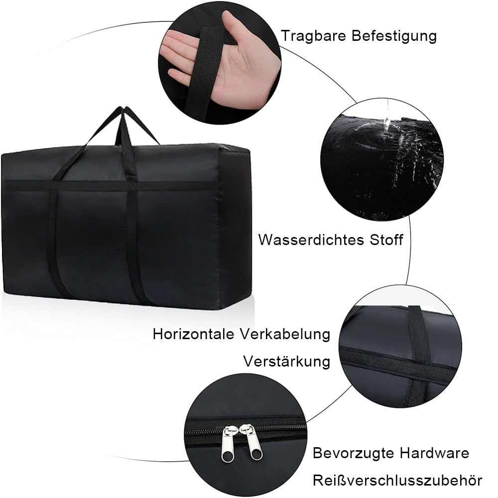 2x 100L Aufbewahrungstaschen - Wasserdichte Umzugstaschen Aus Oxford-Stoff