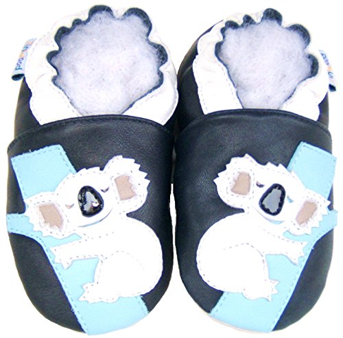 Soft Sole Leather Baby Shoes Infant Toddler Child Kid boy Crib Shoes Koala Navy (0-6month, Navy)