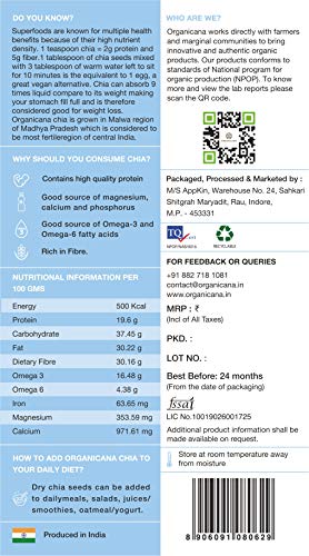 Image of Organicana Certified Organic Omega Rich Chia and Flax Seeds (Alsi) Combo 150gms Each| Rich Source of Omega 3 and 6| Great for Weight Loss | High Fiber and Protein | Directly from Indian Farmers