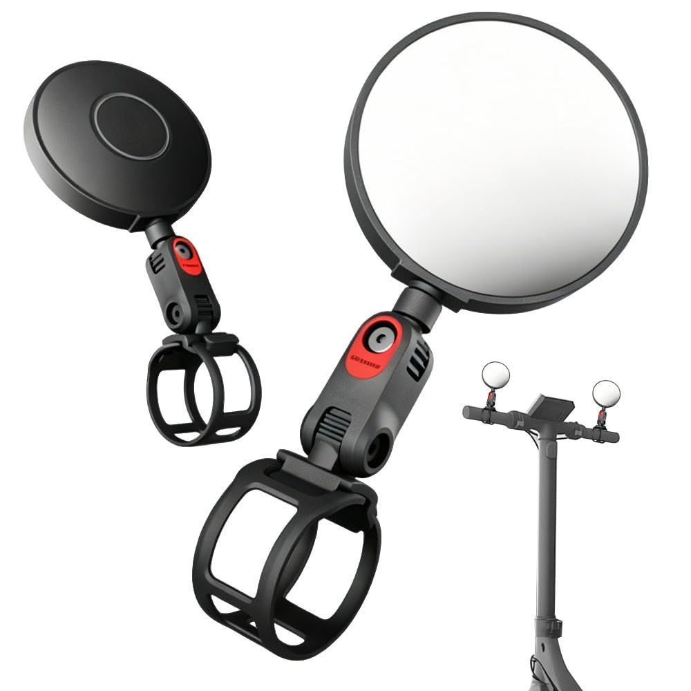 2 Stück Rückspiegel für Roller, Verstellbare Rückspiegel, E-Scooter Rückspiegel, 360° Verstellbarer Lenkerspiegel, Universaler Fahrradspiegel für Elektroscooter, E-Bike, Cityrad