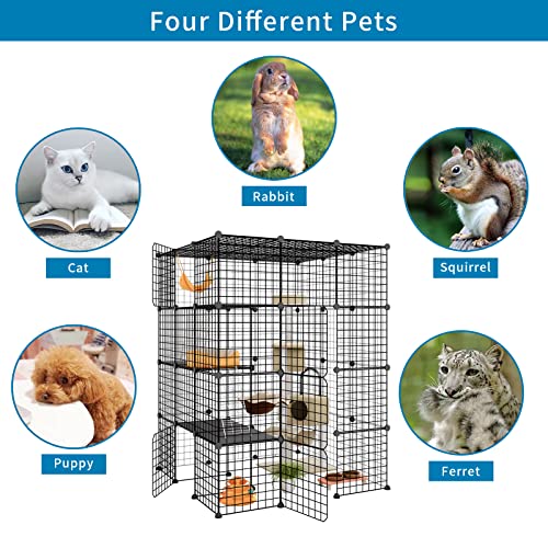 Oneluck 4-Tier 55 Inch Large Cat Cages Diy Cat Playpen Detachable Metal Wire Kennels Cat Crate Exercise Extra Place Ideal For 1-2 Cat #TOP4