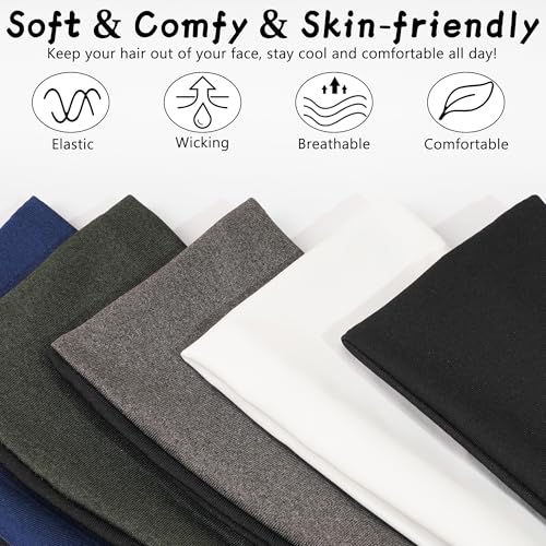 Image of 5 Pack Sports Headband for Men, Breathable Mesh Design, Reused & Washed Mens Headband Sweat Bands for Running Yoga Fitness Workout