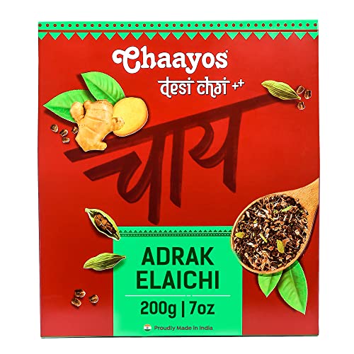 Chaayos Adrak Elaichi Tea 200g, Strong Chai with Goodness of Adrak & Elaichi For Chai Lovers Across India, 100% Immunity Booster, All Natural Ingredients, Black Tea
