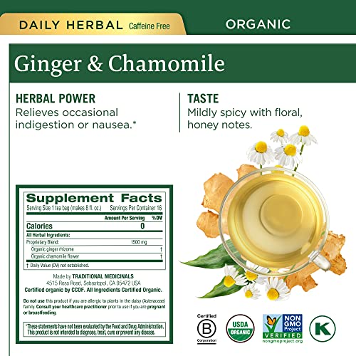 Image of Traditional Medicinals Organic Ginger Tea Variety Pack Promoting Digestion & Nausea Support, 64 Tea Bags (4 Pack)