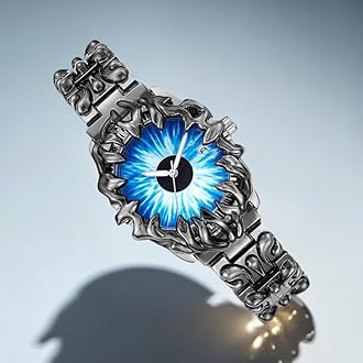 CARLIEN Gothic Claw Watch for Men – Unique Stainless Steel Wristwatch, Luminous Hands, Waterproof Quartz Movement, Futuristic Melting Style, Cool Red & Green Color Options