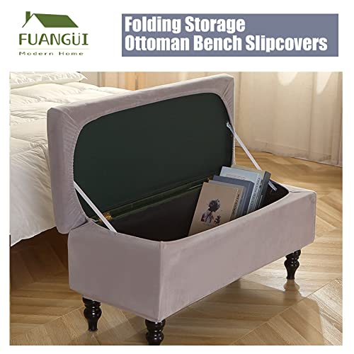 Image of FUANGUI Ottoman Cover Stretch Storage Ottoman Bench Slipcover Printed Folding Storage Bench Ottoman Cover Footrest Stool Slipcover Footstool Protector Cover with Elastic Bottom,Medium