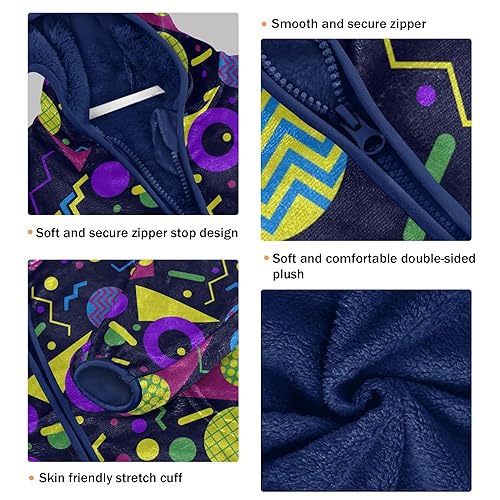 Retro 80s 90s Geometric Boys Fleece Hoody Jacket Zip Up Coat Warm Fall Winter Plush Jacket Long Sleeve Outerwear3